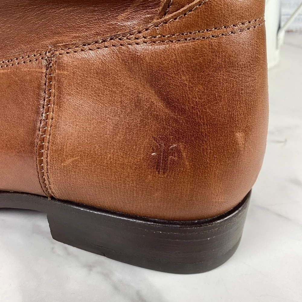FRYE SIZE 7 MELISSA D RING TALL BOOTS BROWN CARAMEL LEATHER EQUESTRIAN SHOES EUC